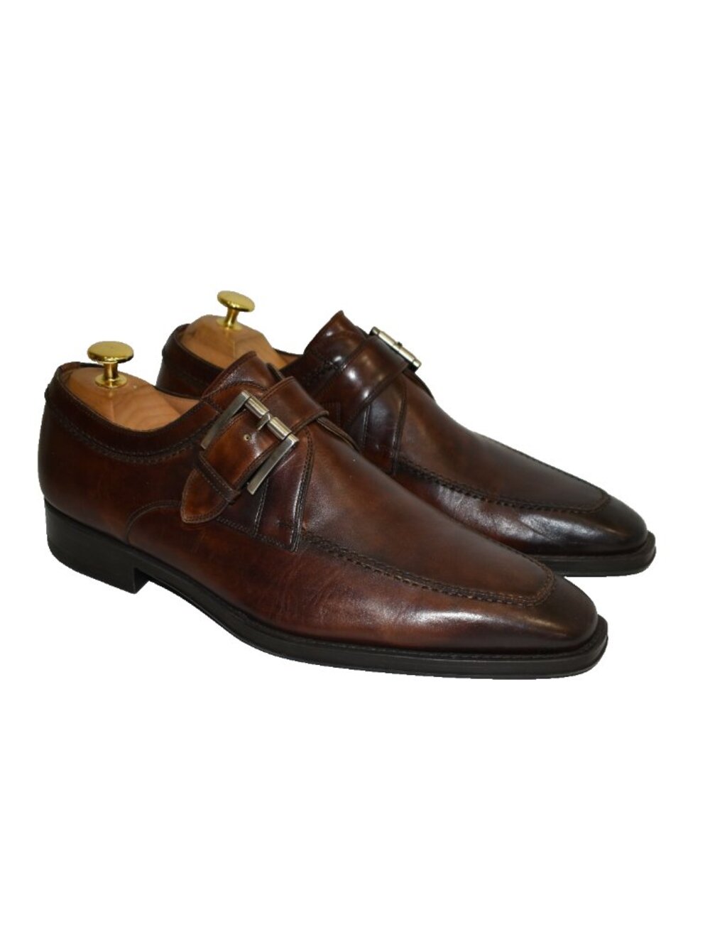 Magnanni Mauricio Monk Strap Slip On Oxford Brown Size 9 M 15955 DD37